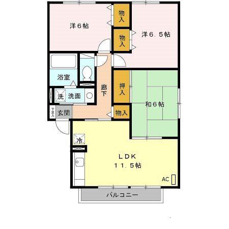 グリーンフォーレスト伊丹C棟(3LDK/1階)の間取り写真