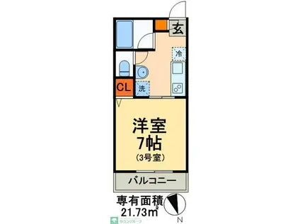 グラシアス六町(1K/2階)の間取り写真