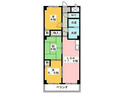 プリミエール祖父江(3LDK/3階)の間取り写真