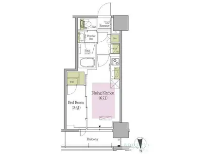 アーバネックス早稲田テラス(1DK/6階)の間取り写真