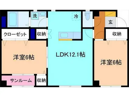 ミーテ21(2LDK/3階)の間取り写真