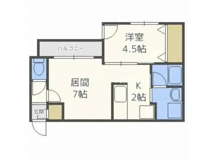 アンシャンテ環状通東(1LDK/2階)の間取り写真