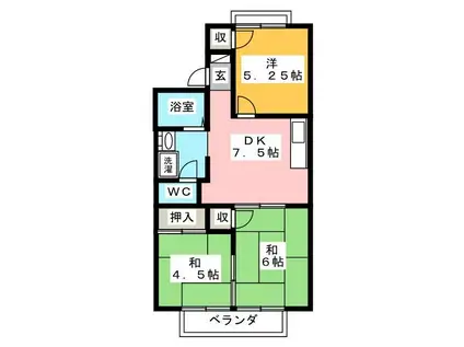 エクセルクマノ南(3DK/2階)の間取り写真