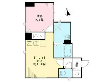 ミニシオン(1DK/1階)の間取り写真