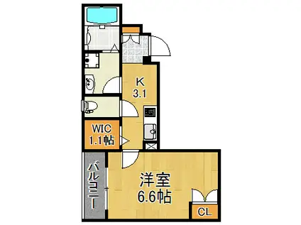 FELICIA・K(1K/4階)の間取り写真