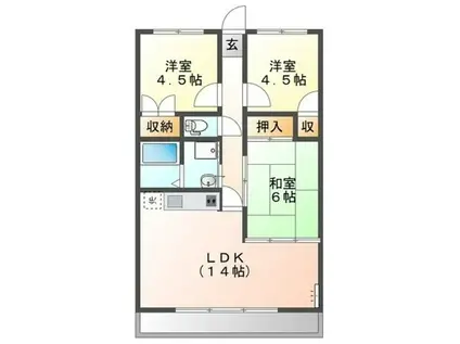 サンハイム(3LDK/3階)の間取り写真