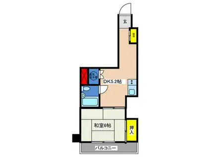 GSハイム山下町(1DK/4階)の間取り写真