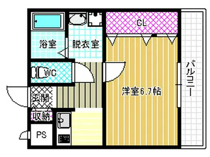 バーンズ巴(1K/2階)の間取り写真