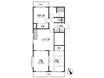 ハイブリッジII(3LDK/1階)の間取り写真