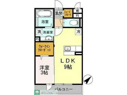 グレースコート(1LDK/1階)の間取り写真