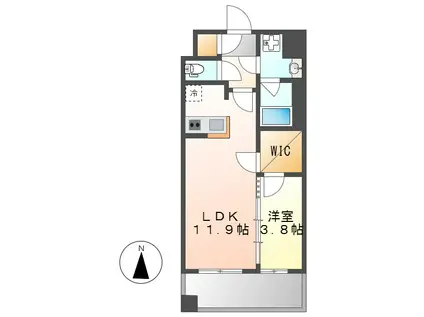 グリュック平和(1LDK/9階)の間取り写真
