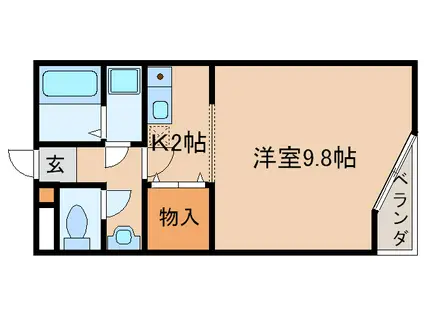 ピアニッシモ(1K/2階)の間取り写真