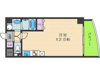 エスタブレ南森町(ワンルーム/4階)の間取り写真