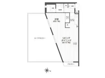 メイクスデザイン用賀(1LDK/3階)の間取り写真