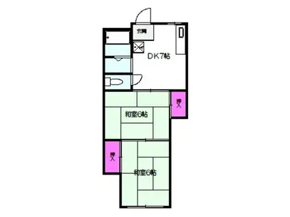 三進ビル(2DK/3階)の間取り写真