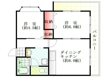 アルティメイトビル落合(2DK/3階)の間取り写真