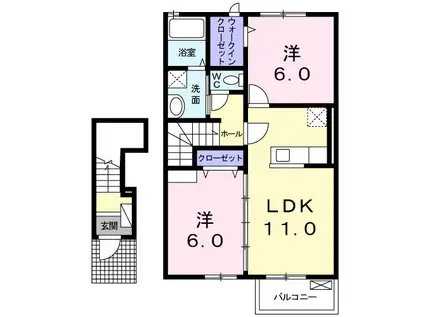 アミーチ IV(2LDK/2階)の間取り写真
