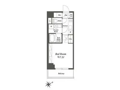 ブライズ白金台(1K/3階)の間取り写真