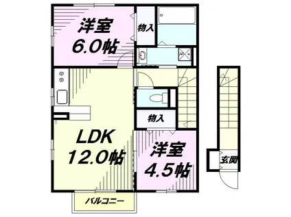 ヴェルドミール(2LDK/2階)の間取り写真