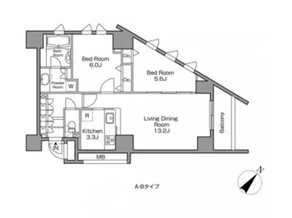 レジディアタワー中目黒 8階(2LDK/8階)の間取り写真