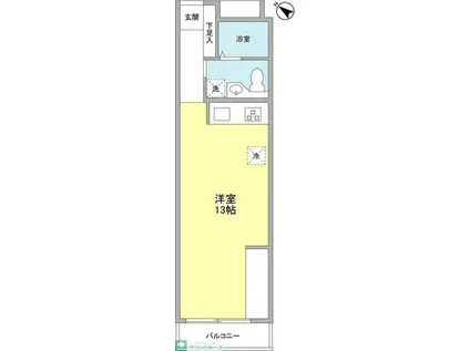 キルト祐天寺(ワンルーム/3階)の間取り写真