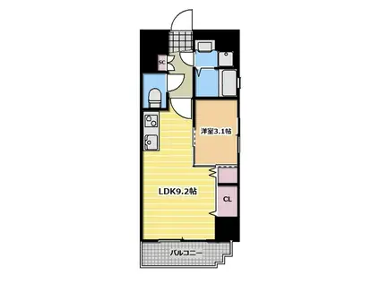 ラクラーレ上前津(1LDK/7階)の間取り写真