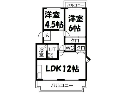 フォンテ川名(2LDK/2階)の間取り写真