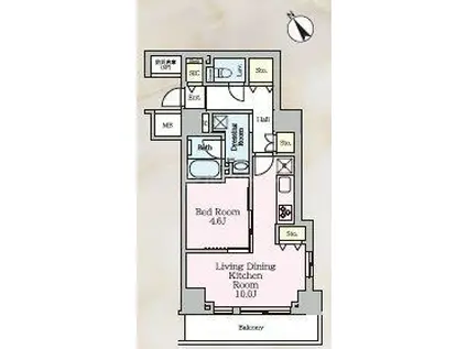 ラグゼナ北千住II(1LDK/5階)の間取り写真