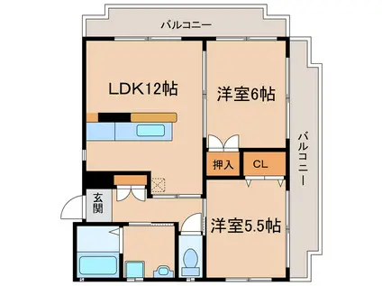 ピアパークII(2LDK/3階)の間取り写真