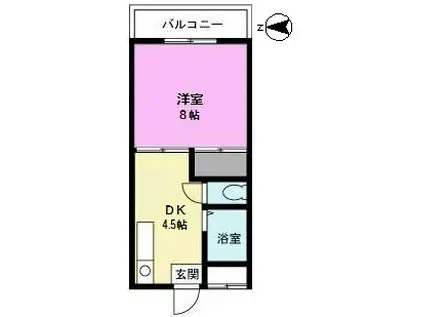 レジデンス北越(1DK/2階)の間取り写真