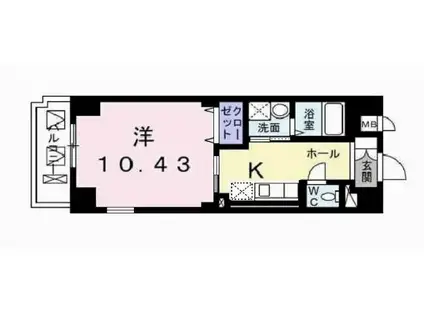 ラ・ブローテ東加古川(1K/5階)の間取り写真