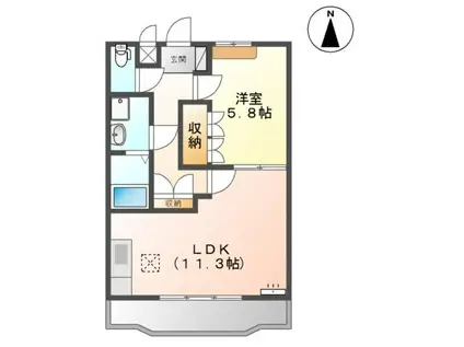 リヴィエールII(1LDK/1階)の間取り写真