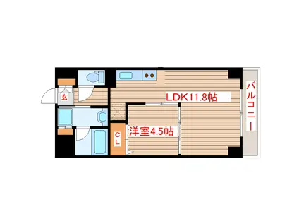 プラウドフラット河原町(1LDK/5階)の間取り写真