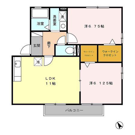 メゾンはなみずき B(2LDK/2階)の間取り写真