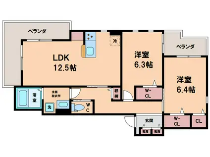 YOUR MAISON粉浜駅前(2LDK/2階)の間取り写真