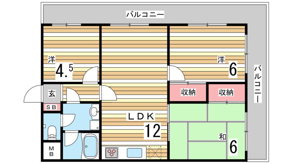パレルミエール岡本(3LDK/2階)の間取り写真