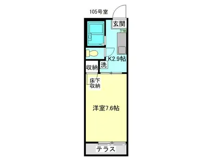 NIコーポ千早(1K/1階)の間取り写真