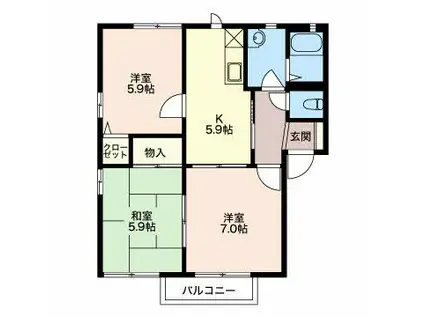 フォーレスYOU(3K/2階)の間取り写真