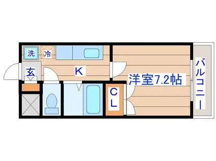 スカイアーク青葉(1K/1階)の間取り写真