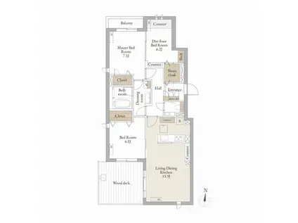 シャーメゾンステージ池上(3LDK/1階)の間取り写真