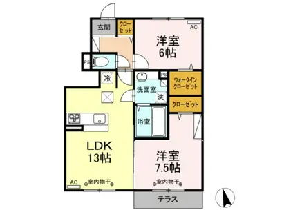 リーベンベルク(2LDK/1階)の間取り写真