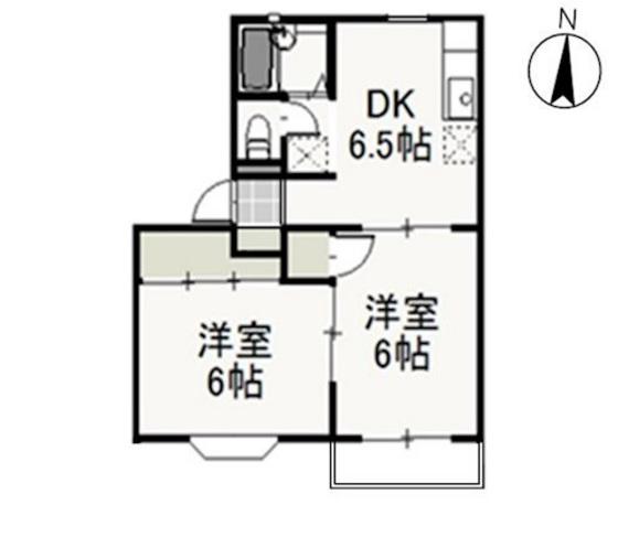 サンライズ久米A(2DK/1階)の間取り写真