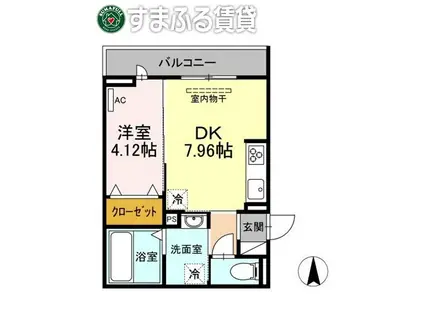 つむぎテラシア 弐番館(1DK/3階)の間取り写真