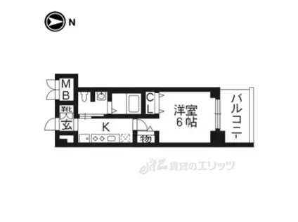 エステムプラザ京都三条大橋(1K/2階)の間取り写真