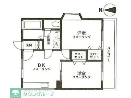 ウエスチングハウスII(2DK/1階)の間取り写真
