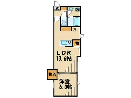 ウェルスクエア千歳烏山(1LDK/1階)の間取り写真