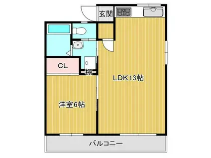 セントラルマンション武蔵野(1LDK/5階)の間取り写真