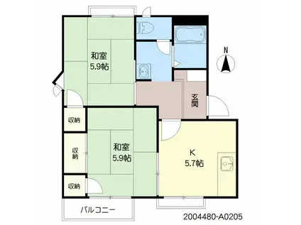 勝屋ハイツ A棟(1LDK/1階)の間取り写真