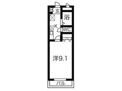 シャトー栗見坂II(1K/2階)の間取り写真