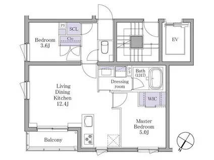イプセ白金(2LDK/3階)の間取り写真